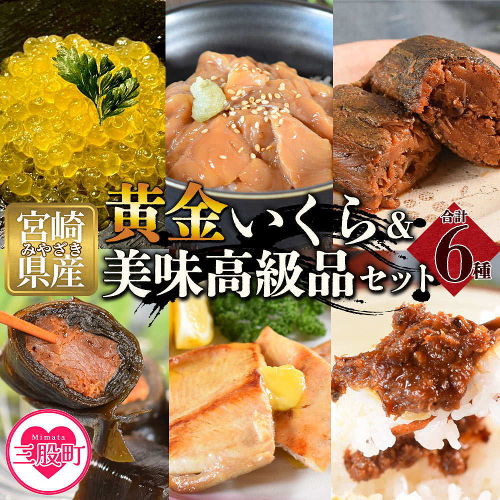 【先行予約】黄金イクラと美味高級品セット(6種)黄金イクラやヤマメなどを詰め合せ！国産 九州産 宮崎 いくら 魚卵 やまめ  やまめ漬け 甘露煮 こんぶ フィレ 味噌 みそ【B-0205-sk】