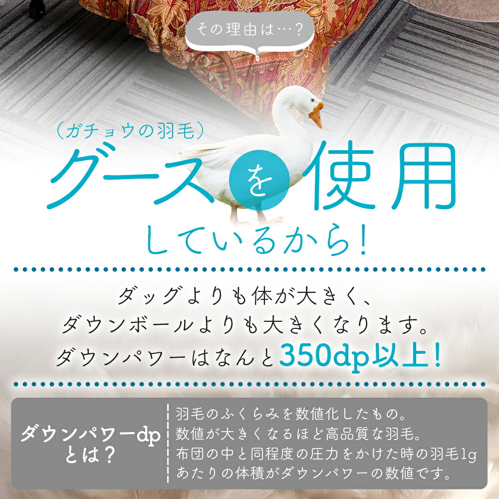 羽毛掛ふとん ホワイトグースダウン90% フェザー10% 選べる 2色 サイズ シングル ダブル 日本製 ダウンパワー350dp以上 シングルサイズ ツインキルト 二層キルト 綿100% 【MI040-bs】