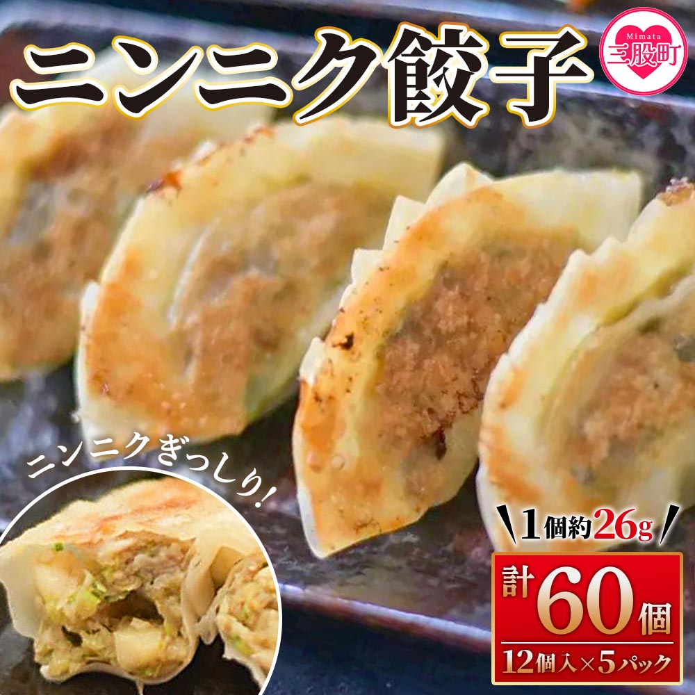 ニンニク餃子(12ヶ入×5パック) ギョウザ ぎょうざ ギョーザ にんにく 大蒜 冷凍 惣菜 弁当 焼くだけ おつまみ 簡単調理 中華 グルメ 福栄生餃子店【MI282-fu】