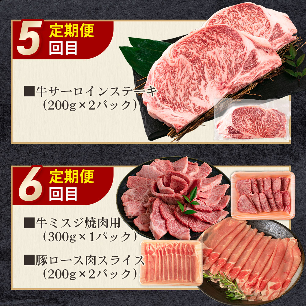 【定期便全6回連続】宮崎牛と豚・鶏 食べ比べセット 約8.3kg厳選 サーロイン 肩ロース ミスジ スライス ステーキ 若鶏 もも モモ むね ムネ 小間切れ A4ランク ブランド牛 希少部位 【MI633-mk】