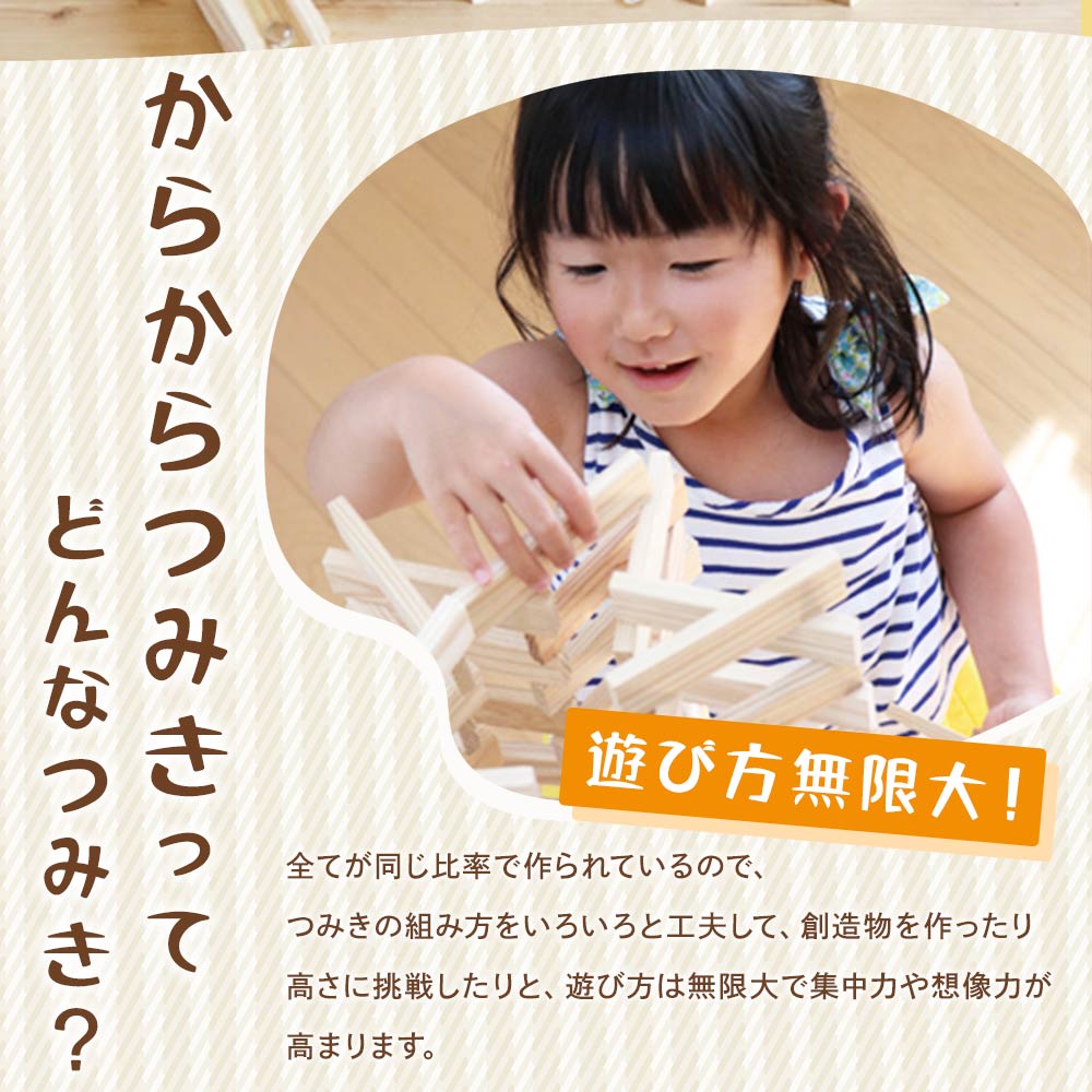 さね箱2段 コロカラ＆からからつみき108・54 クリエイティブセット 合計192ピース 木のおもちゃ 知育玩具 子供 おもちゃ 積み木 男の子 女の子 子ども プレゼント 4歳 5歳 安心 安全 【MI405-bo】