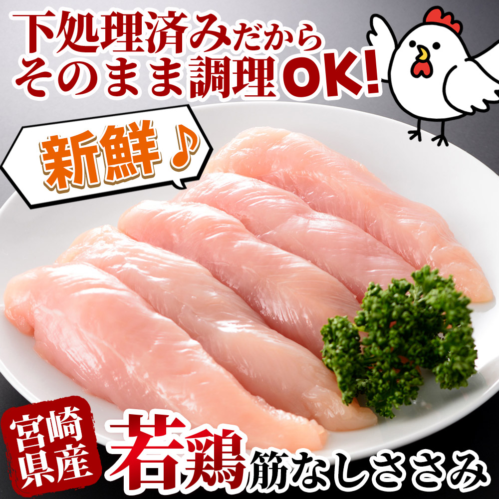 宮崎県産若鶏筋なしささみ 約1～5kg 選べる 内容量 国産 鶏 肉 精肉 ささみ ささみ肉 筋なし 使いやすい パック 真空冷凍 お弁当 惣菜 蒸し鶏 数量限定 鶏ささみ【MI436-tr】