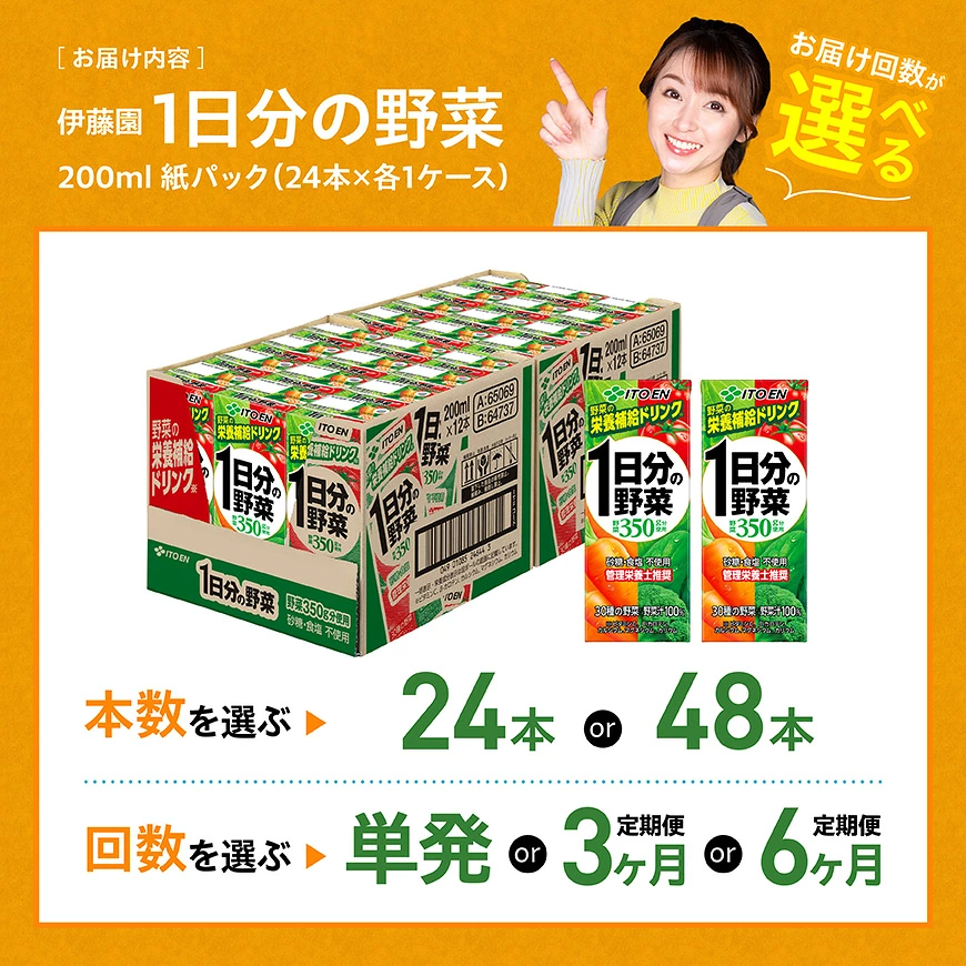 ※本数・回数が選べる※ 伊藤園 1日分の野菜 紙パック200ml - 送料無料 紙 バック 野菜汁100％ トマト リコピン 長期保存 備蓄 野菜飲料 野菜ジュース ミックスジュース 飲料類 果汁飲料