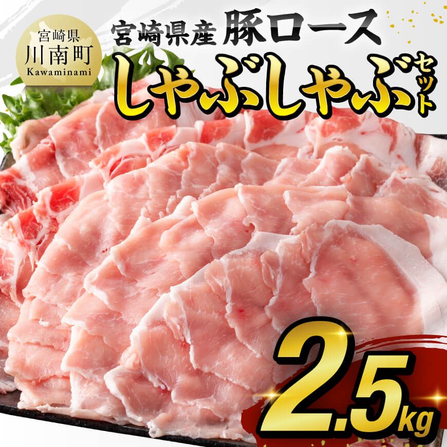 宮崎県産豚ロースしゃぶしゃぶ2.5kg 国産 九州産 肉 豚肉 ぶた肉 薄切り スライス 小分け セット しゃぶしゃぶ 冷しゃぶ 豚すき 豚しゃぶ ミヤチク ぶた 便利 簡単 お手軽 送料無料 宮崎県 川南町