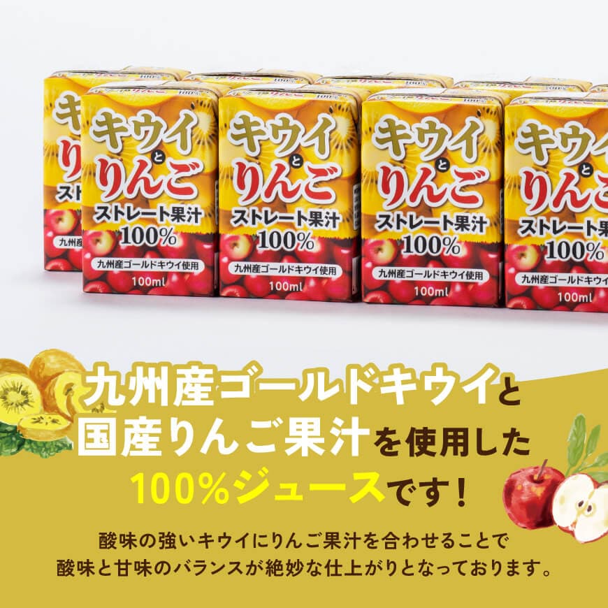 ※本数が選べる※ サンAキウイとりんごジュース100％　100ml紙パック - 飲料 ジュース キウイ りんご リンゴ 九州産 紙パック 送料無料