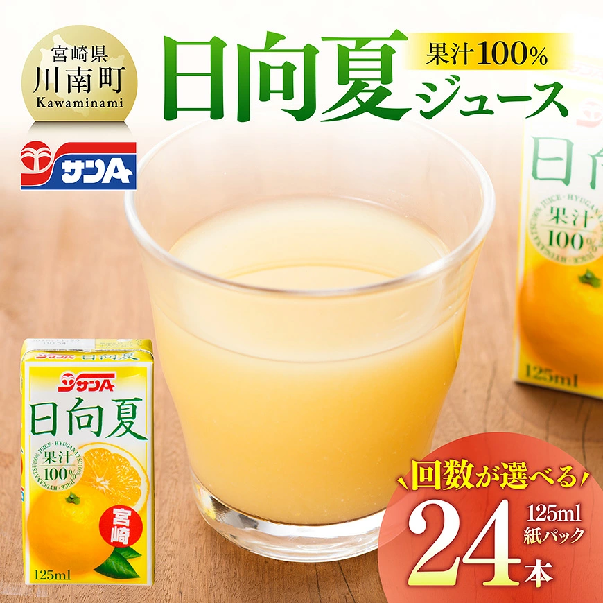 ※回数が選べる※ サンA 日向夏ジュース ( 果汁100% ) 125ml×24本セット - ジュース 果汁100％ フルーツジュース 紙パック 日向夏 宮崎県