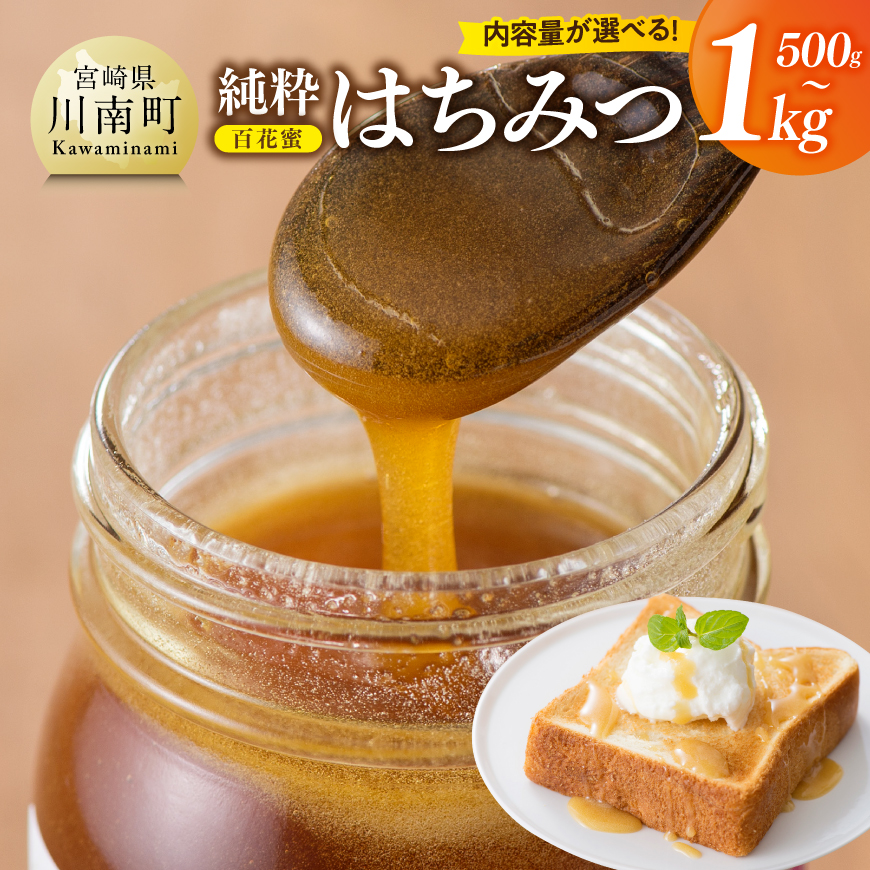 【内容量が選べる】純粋はちみつ(百花蜜)500g~1kg 日本蜜蜂 コーヒーに入れる お菓子作り 九州 おうち時間 ハチミツ 送料無料 宮崎県 川南町