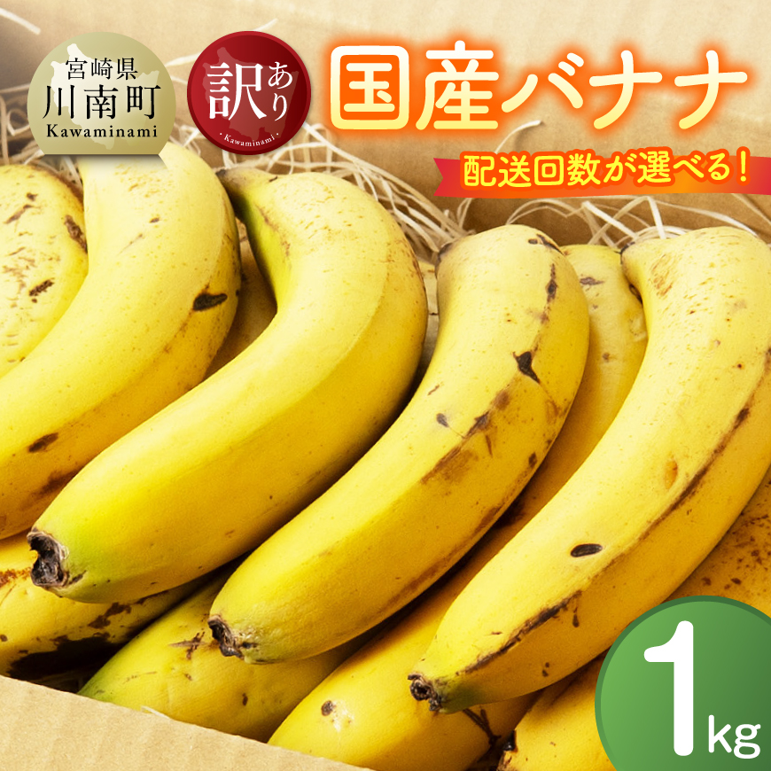 【回数が選べる】【訳あり】国産バナナ1kg 1回・定期便 ご自宅用 皮ごとスムージー ネクストファーム 宮崎県 川南町 送料無料