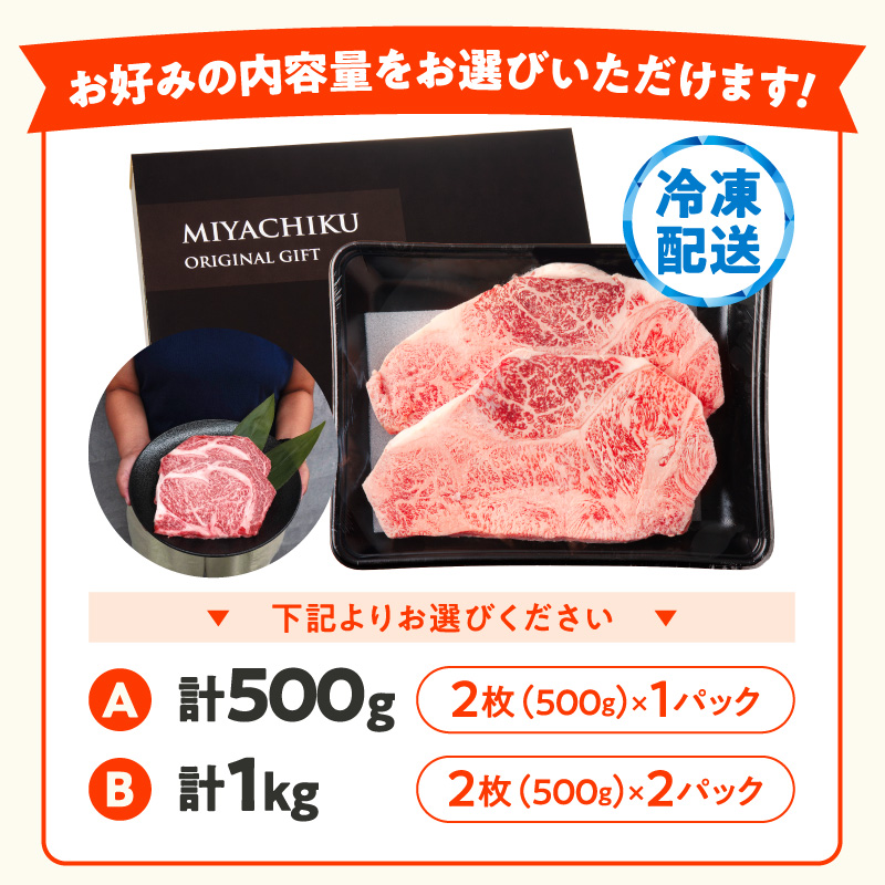 【内容量・発送時期が選べる】宮崎牛ロースステーキ(計500g 1kg) 肉 牛 牛肉 焼肉 国産_T030-1078-SKU