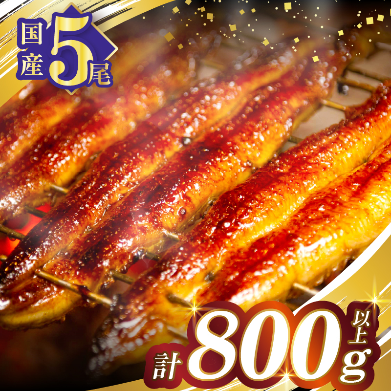 【選べる！！発送時期・定期便】うなぎ蒲焼5尾(さんしょう・たれ付き)計800g以上 鰻 魚 魚介 加工品 国産_T026-0039-SKU