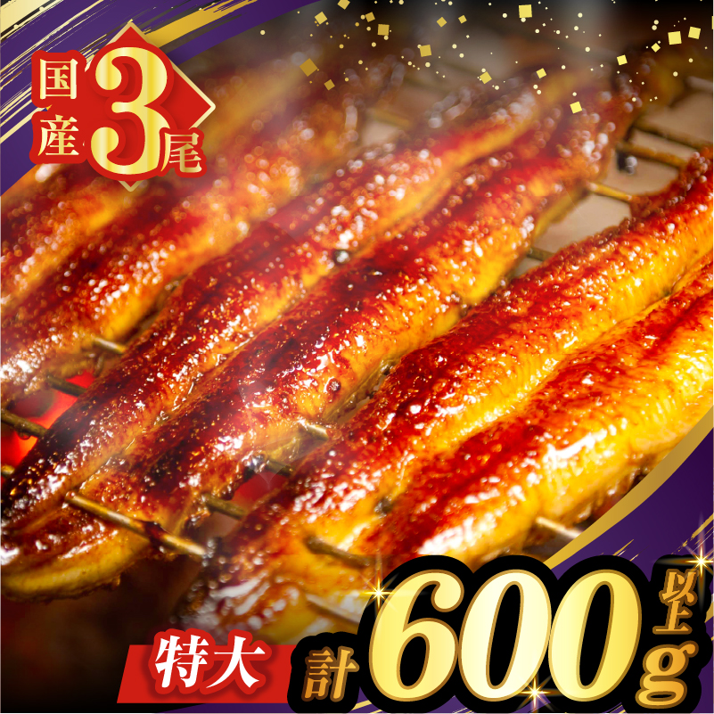 【選べる！！発送時期・定期便】うなぎ蒲焼3尾(さんしょう・たれ付き)計600g以上 鰻 魚 魚介 加工品 国産_T026-0149-SKU