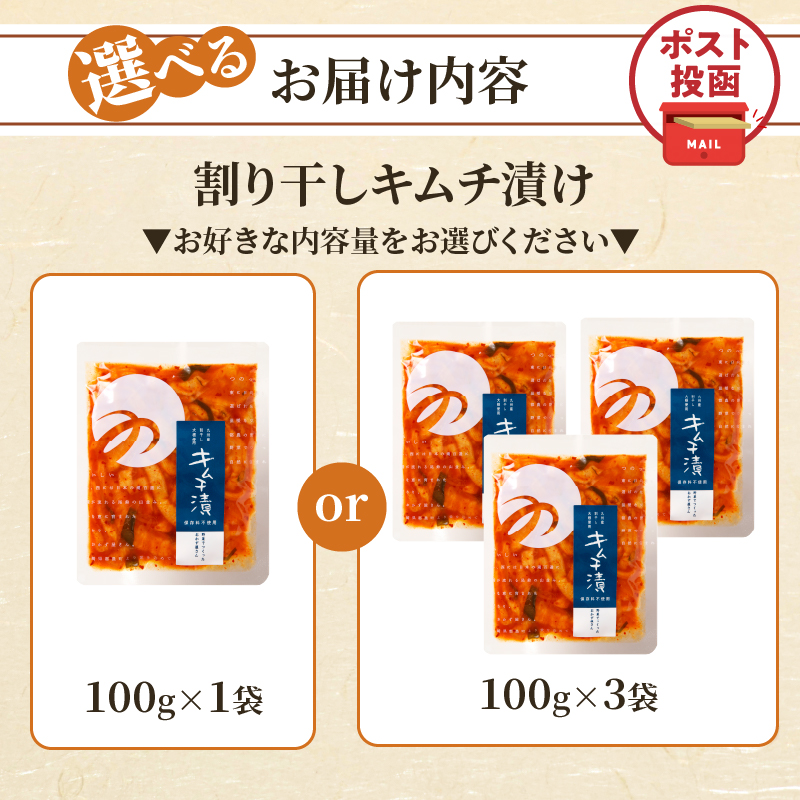 【選べる内容量】＼ポスト投函／割り干しキムチ漬け(1袋～3袋) つけもの おかず 野菜 加工品 国産_T037-0067-SKU