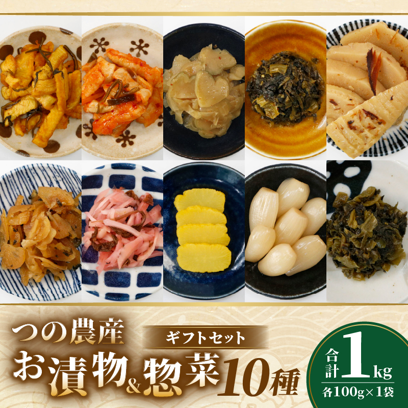 【2週間以内発送】お漬物＆惣菜10種のギフトセット(合計1kg) 漬物 おかず 野菜 加工品 国産_T037-0087