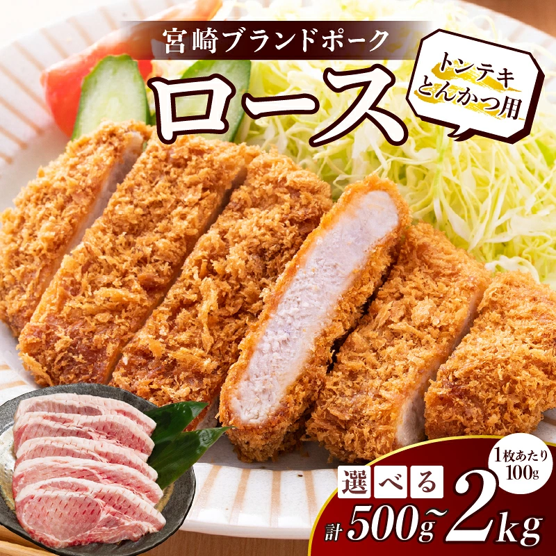 【内容量が選べる】 豚ロース (トンテキ ・ とんかつ用 ) 豚肉 真空パック ロース 500g 1kg 1.5kg 2kg 宮崎 ブランドポーク 肉 国産_T023-0105-SKU