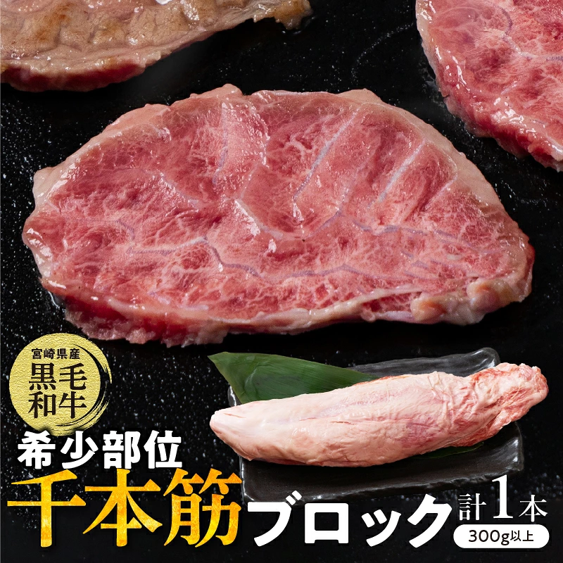 【超希少】宮崎県産黒毛和牛千本筋ブロック(計300g以上) 肉 牛 牛肉 国産_T023-0157