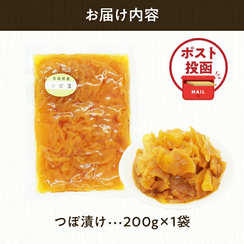 ＼ポスト投函／つぼ漬け 計1袋 (200g) 漬物 おかず 野菜 加工品 国産_T025-0257
