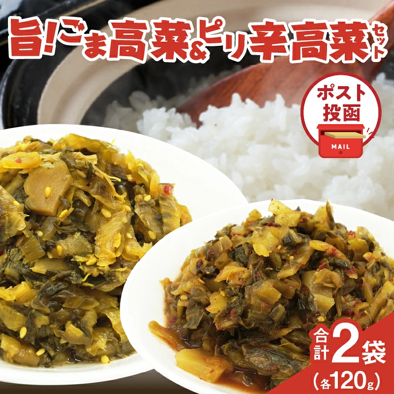 ＼ポスト投函／旨ごま高菜＆ピリ辛高菜セット 計2袋(各120g) 漬物 おかず 野菜 加工品 国産_T025-0267