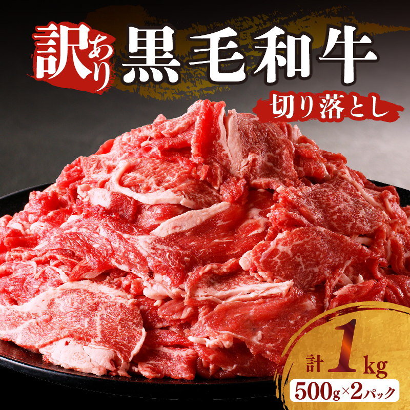 ≪訳あり≫黒毛和牛切り落とし計1kg(500g×2パック) 肉 牛 牛肉 国産_T025-0387