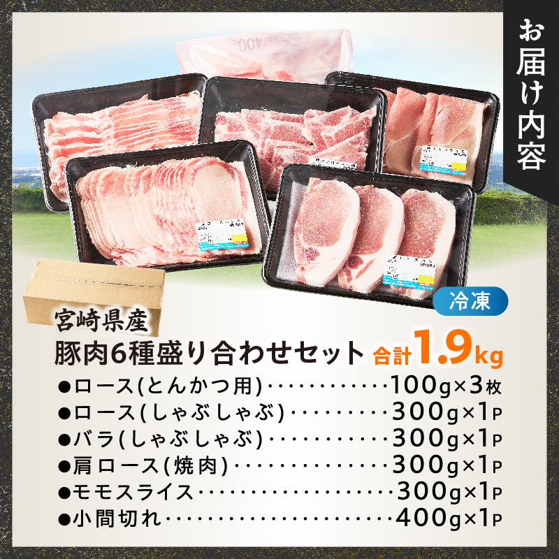 【選べる内容量】宮崎県産豚肉6種盛り合わせセット(合計1.9kg 4.1kg) 肉 豚 豚肉 おかず 国産_T030-2048-SKU