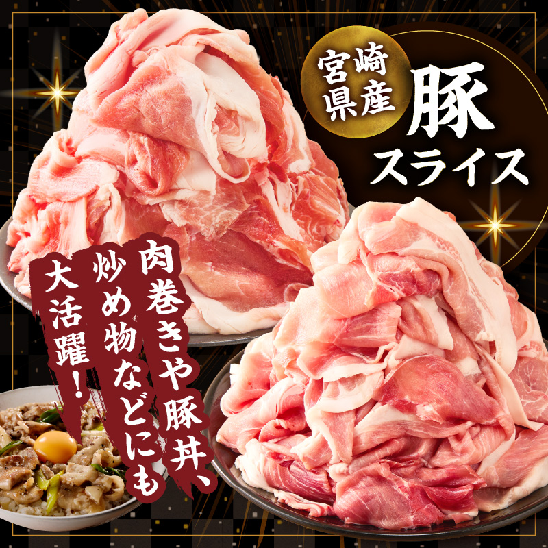 【内容量が選べる】≪訳あり≫宮崎県産豚スライス(ウデorモモ)&粗挽きウインナーセット合計1.44kg 2.34kg 4.59kg 肉 豚 豚肉 おかず 国産_T030-2058-SKU