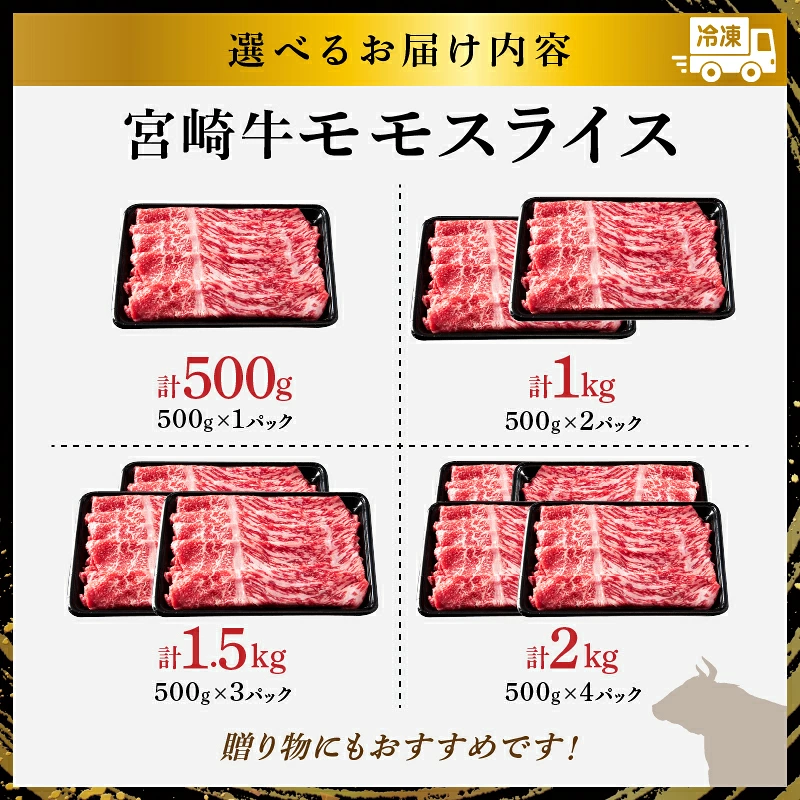 【内容量が選べる】宮崎牛 モモ スライス すき焼き用 500g 1kg 1.5kg 2kg 肉 牛肉 国産_T009-0047-SKU