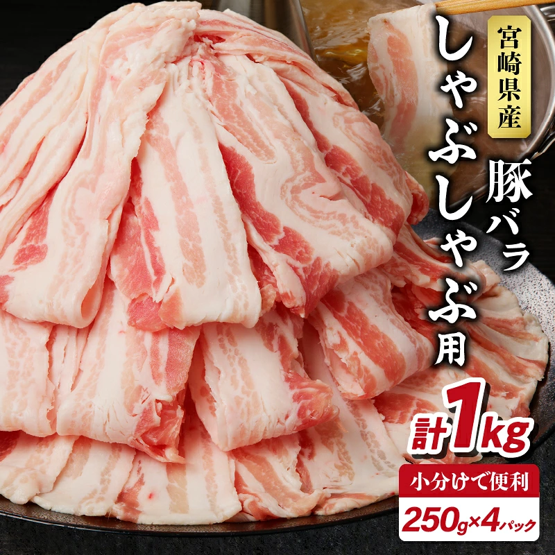 宮崎県産豚バラしゃぶしゃぶ用(計1kg) 肉 豚 豚肉 おかず 国産_T009-0137