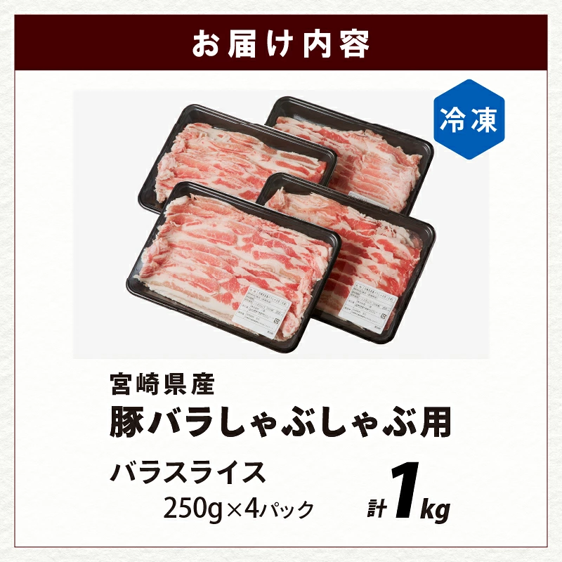 宮崎県産豚バラしゃぶしゃぶ用(計1kg) 肉 豚 豚肉 おかず 国産_T009-0137