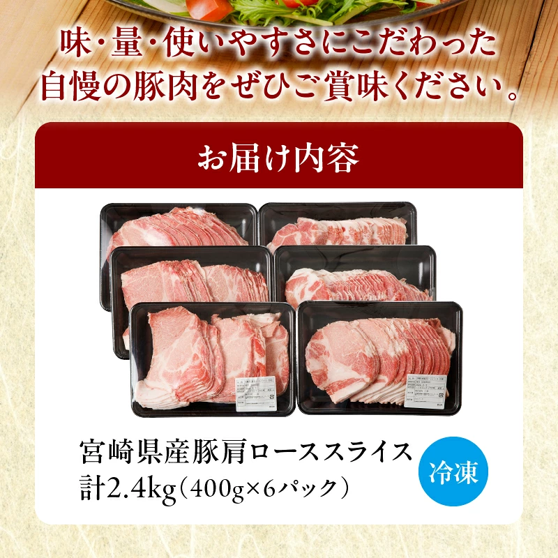 【発送月が選べる】宮崎県産 豚 肩ロース スライス 計2.4kg 肉 豚肉 国産_T009-0087-SKU