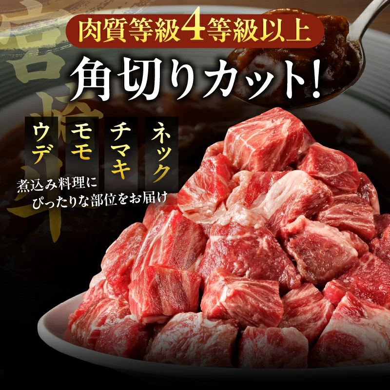 宮崎牛角切り肉(煮込み用)計1kg 肉 牛 牛肉 おかず 国産_T009-0297