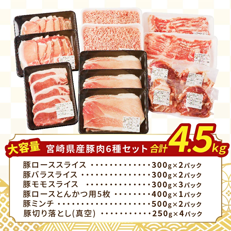 【内容量・2週間以内・発送月が選べる】宮崎県産 豚肉 6種 ＼てげスゲーセット／ 2kg 3kg 4.5kg 肉 豚 豚肉 おかず 国産_T009-0307-SKU