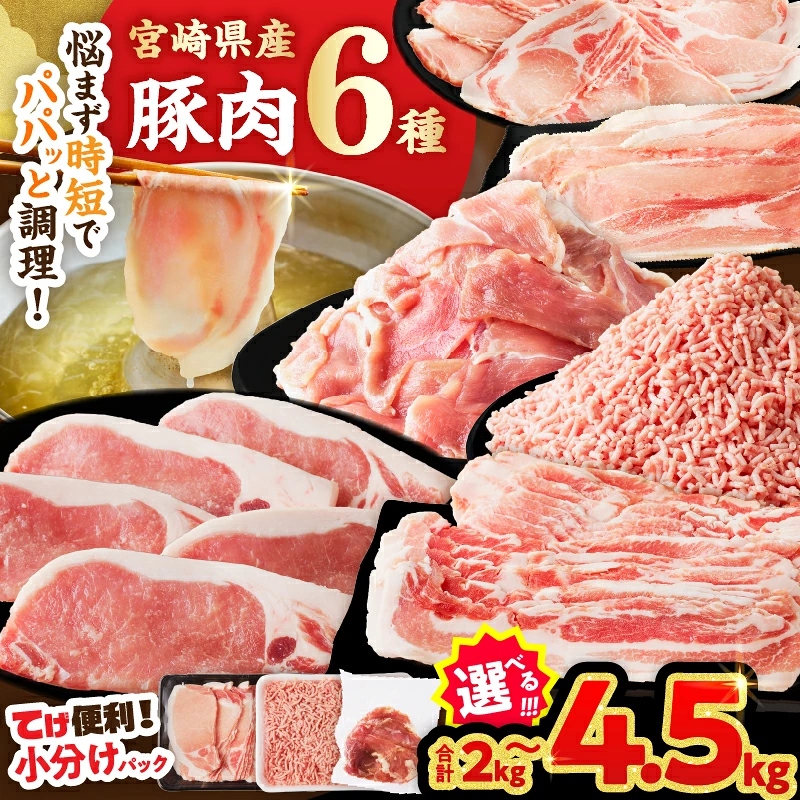 【内容量・2週間以内・発送月が選べる】宮崎県産 豚肉 6種 ＼てげスゲーセット／ 2kg 3kg 4.5kg 肉 豚 豚肉 おかず 国産_T009-0307-SKU