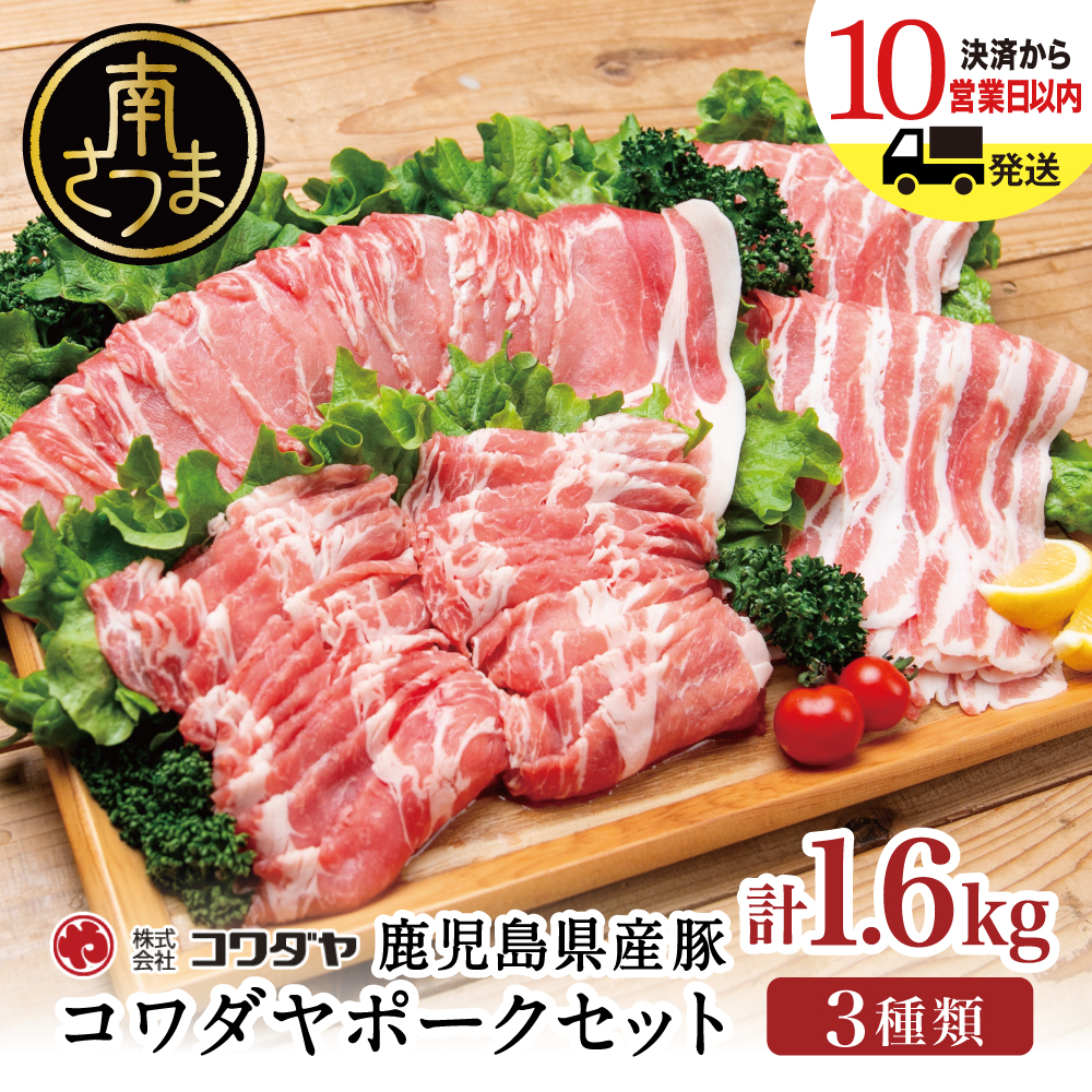鹿児島産 豚肉3種 計1.6kg