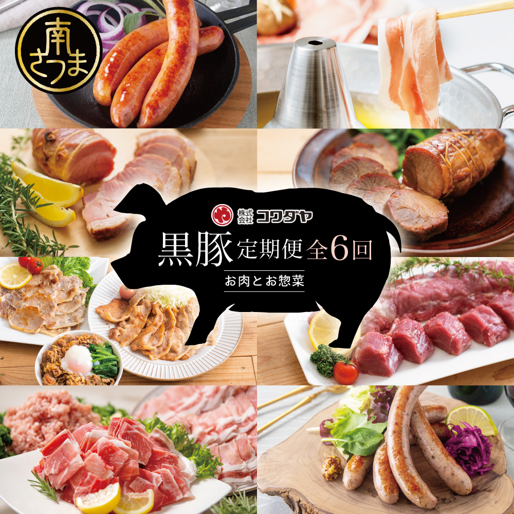 【定期便】黒豚のプロフェッショナル「コワダヤ」の厳選黒豚味わい尽くしコース（全6回） しゃぶしゃぶ 生姜焼き 焼き豚 焼豚 ウインナー ソーセージ ロース 切落し 切り落とし 鹿児島県産
