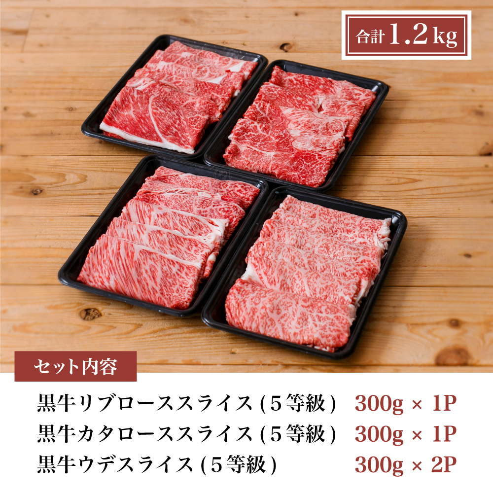 【和牛日本一】5等級 鹿児島黒牛 すきやき用1,200g 食べ比べセット(3種)  黒毛和牛 牛肉 お肉 冷凍 リブロース カタロース ウデ JA食肉かごしま ギフト 贈答