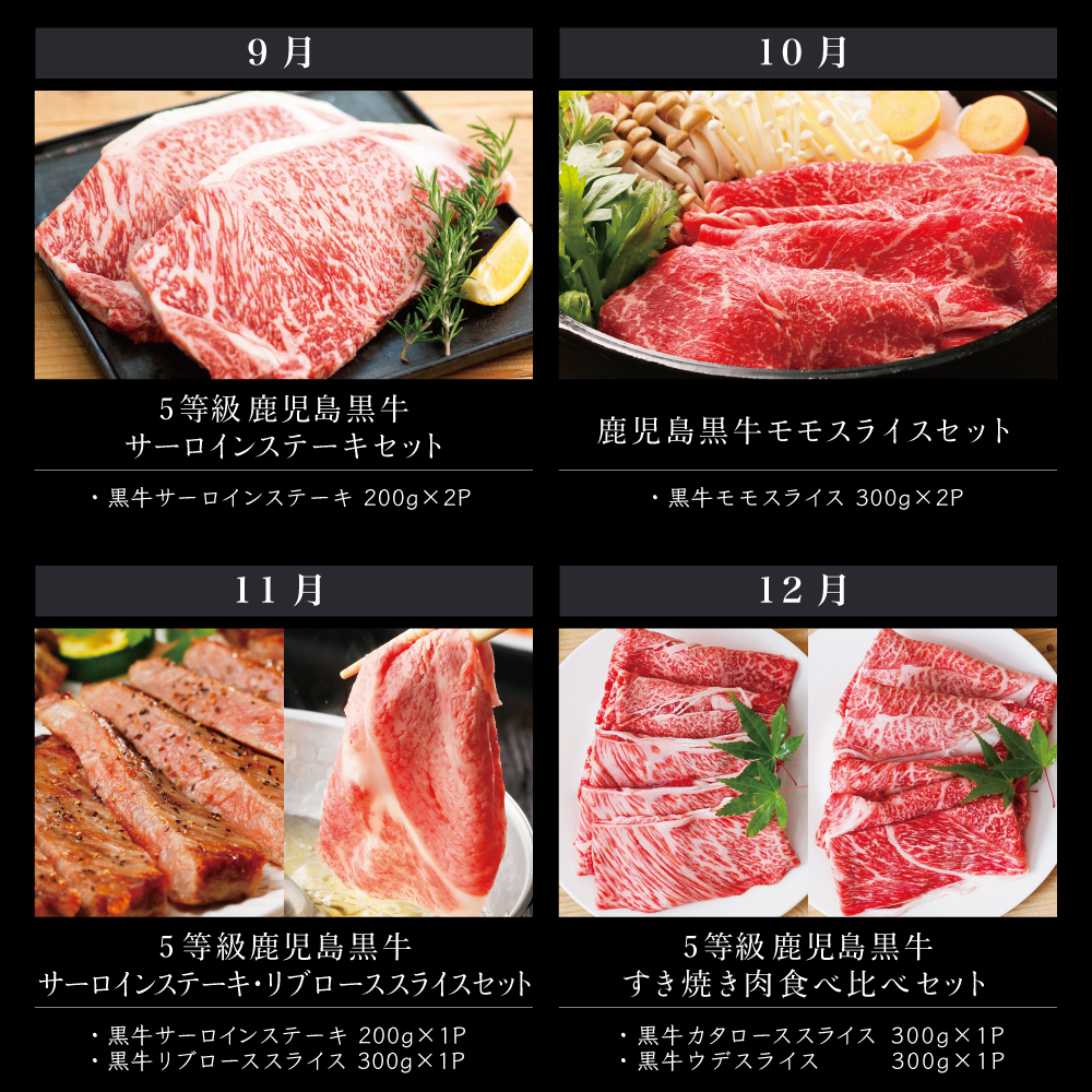【JA食肉かごしま】鹿児島黒牛 定期便（全12回） かごしまブランド 黒毛和牛 和牛 牛肉 お肉 霜降り 赤身 ステーキ 焼肉 焼き肉 BBQ すき焼き しゃぶしゃぶ 定期便 JA食肉かごしま