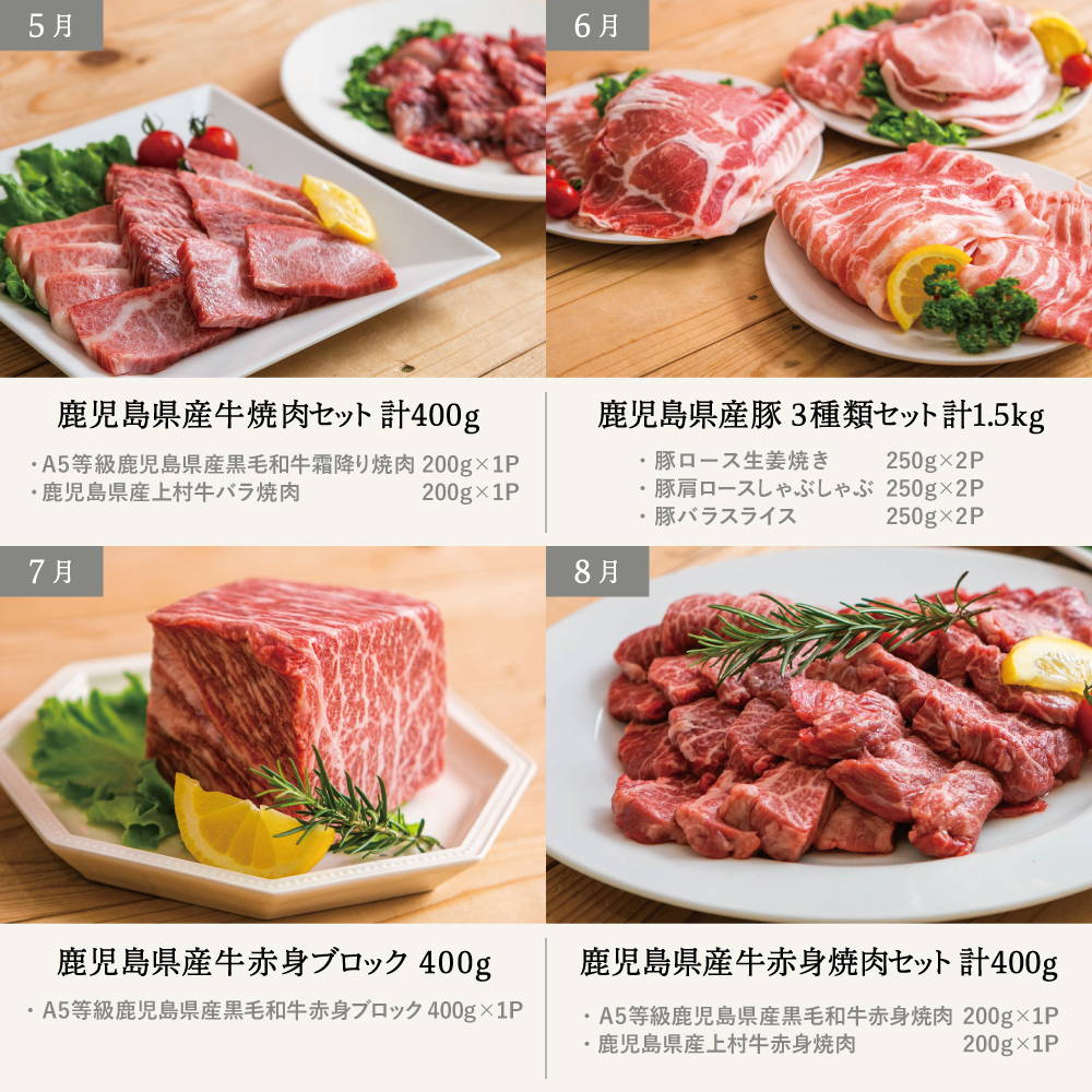 【定期便 全12回】情熱牧場 鹿児島県産お肉の定期便 スタンダードコース お肉 牛肉 豚肉 ステーキ すき焼き しゃぶしゃぶ 焼肉 角煮 ハンバーグ 餃子 冷凍