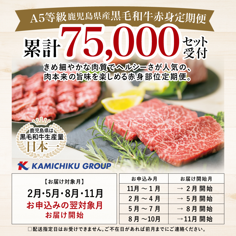 【特撰定期便 全4回】A5等級 黒毛和牛 赤身定期便 赤身部位 ステーキ すき焼き しゃぶしゃぶ 焼肉 鹿児島県産