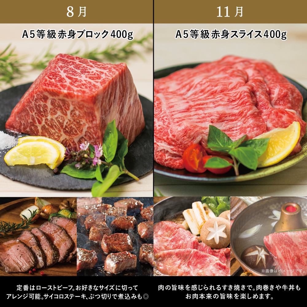 【特撰定期便 全4回】A5等級 黒毛和牛 赤身定期便 赤身部位 ステーキ すき焼き しゃぶしゃぶ 焼肉 鹿児島県産